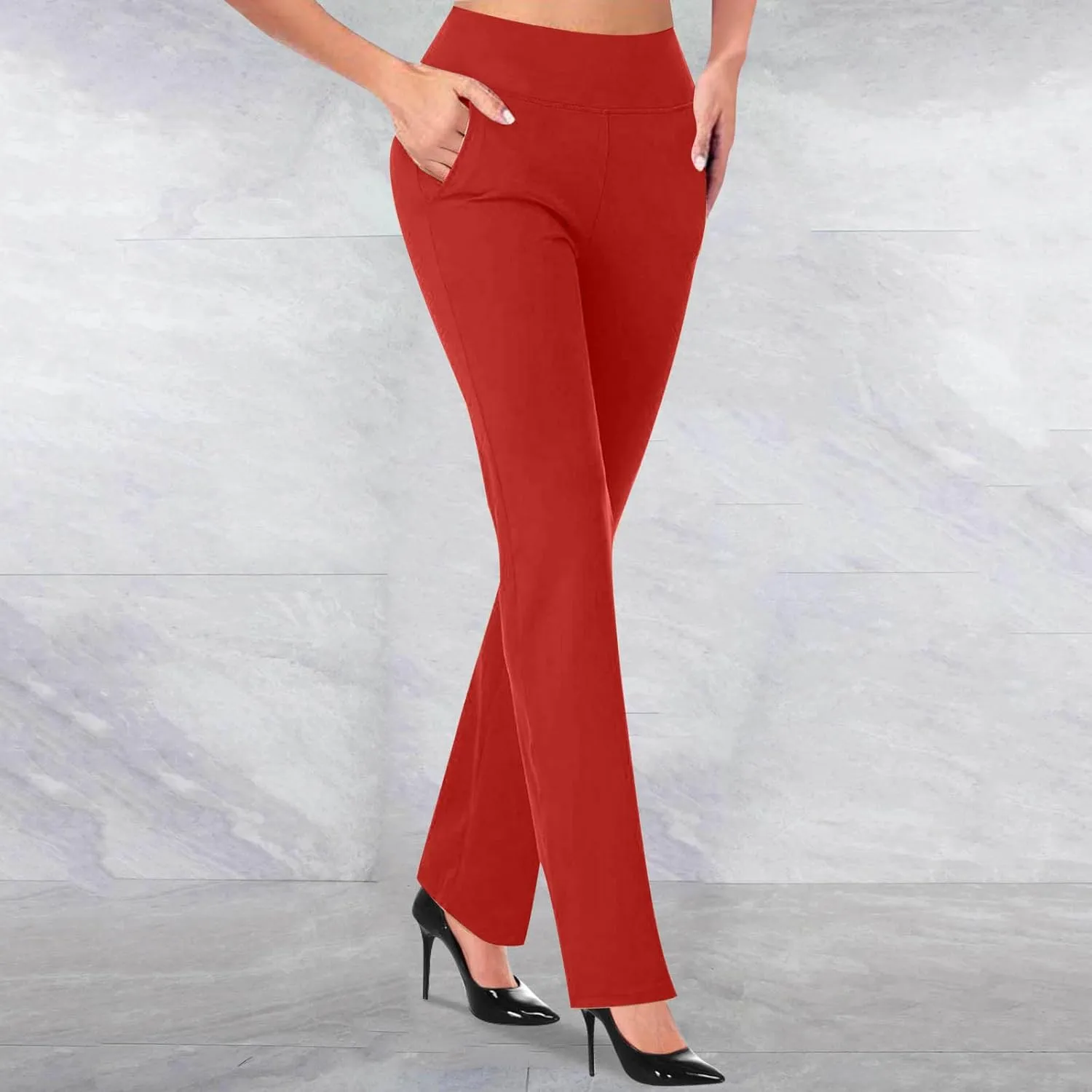 Work Pants Women High Waist Dress Pant 2025 Business Casual Outfits 4 Way Stretch Bootleg Yoga Pants Workout Slacks
