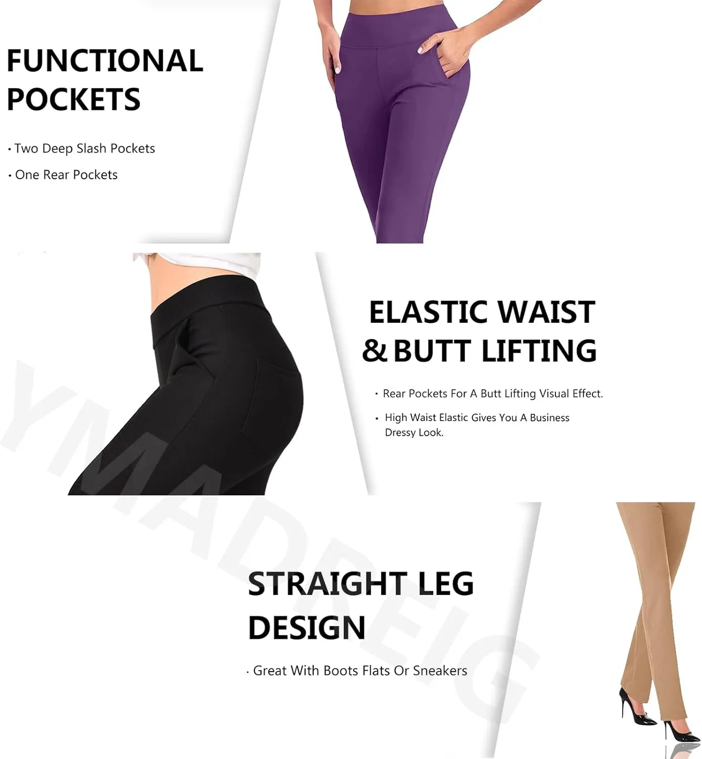 Work Pants Women High Waist Dress Pant 2025 Business Casual Outfits 4 Way Stretch Bootleg Yoga Pants Workout Slacks
