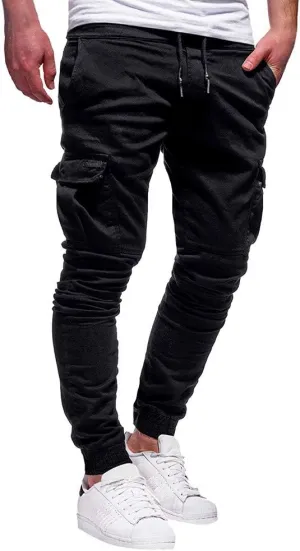 WUAI Mens Fashion Jogger Sweatpants Athletic Casual Slim Fit Cotton Workout Cargo Track Pants Long Khaki Chino Trousers