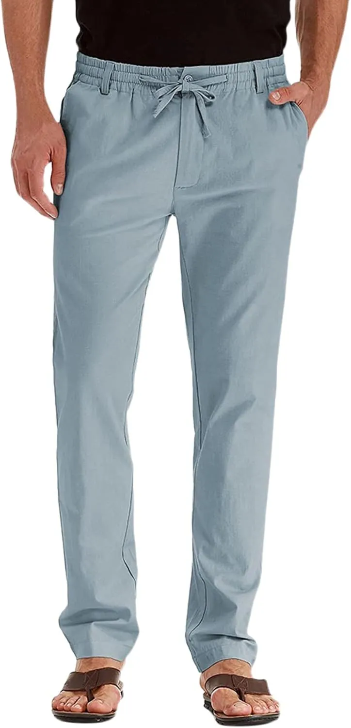 XUETON Mens Business Casual Work Office Work Suit Pants Slim Fit Formal Dress Casual Pants Expandable Waist Stretch Flat-Front Chino Golf Pants Straight Leg Pencil Tapered Ankle Pants Blue
