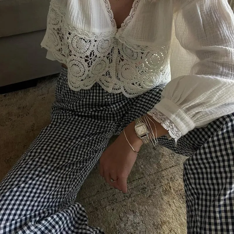 Y2k Striped Pants for Women Elastic Drawstring High Waist Wide Leg Pants Vintage Streetwear Lounge Trousers