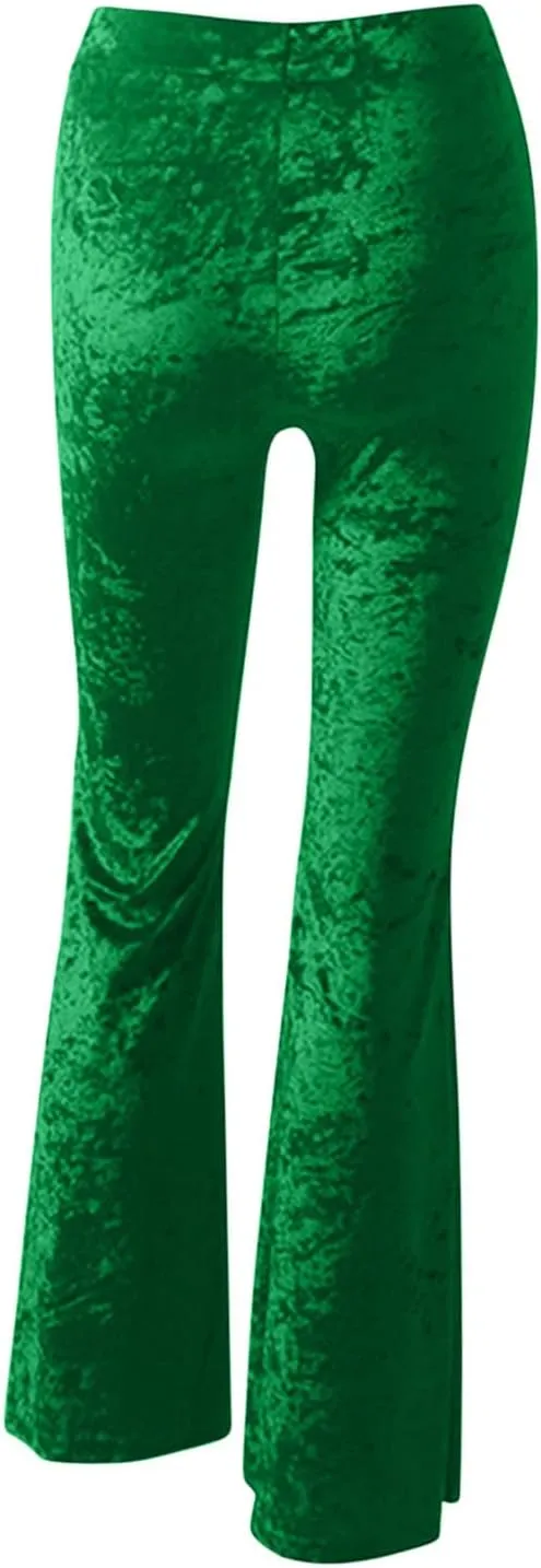 yardsong Womens Velvet Pants High Waist Bootcut Flare Bell Bottom Pants Business Casual Work Dance Fashion Trousers
