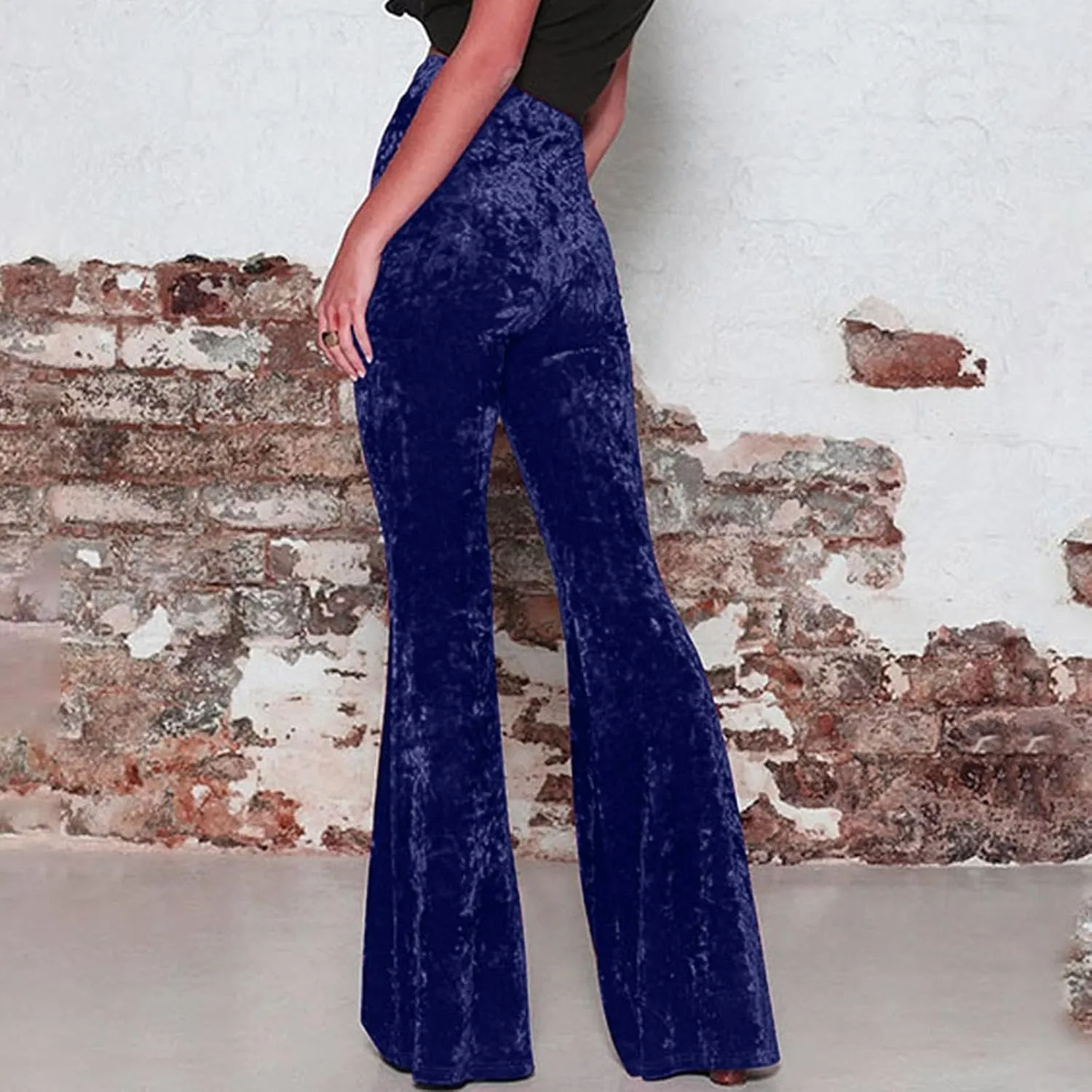 yardsong Womens Velvet Pants High Waist Bootcut Flare Bell Bottom Pants Business Casual Work Dance Fashion Trousers