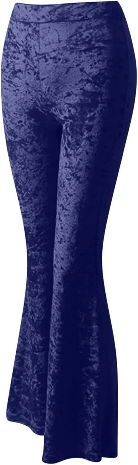 yardsong Womens Velvet Pants High Waist Bootcut Flare Bell Bottom Pants Business Casual Work Dance Fashion Trousers