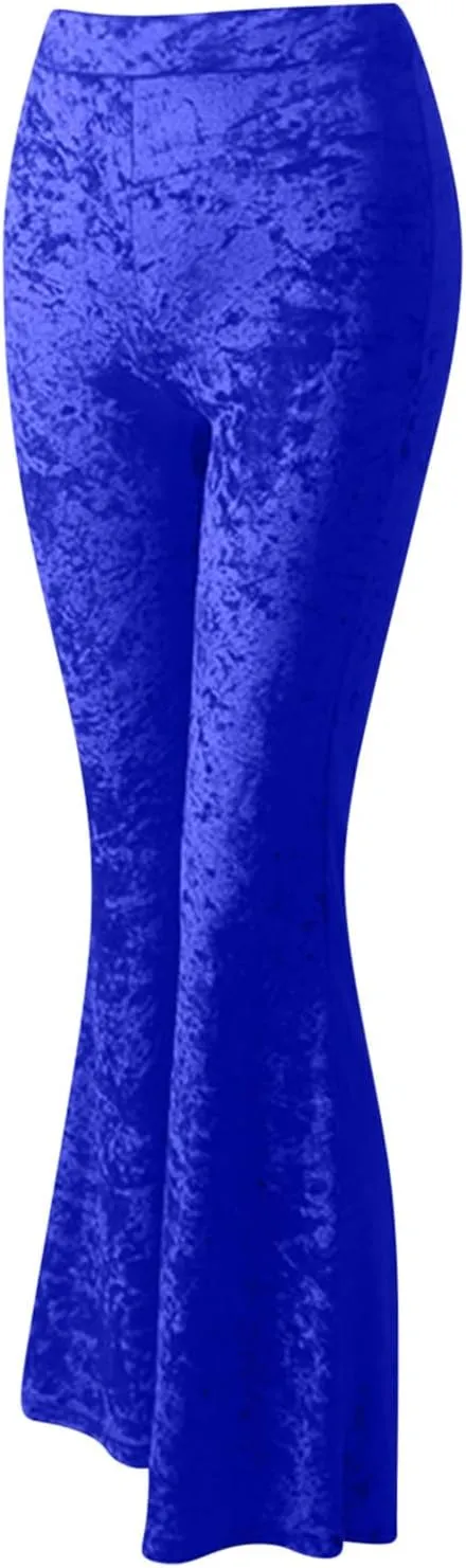 yardsong Womens Velvet Pants High Waist Bootcut Flare Bell Bottom Pants Business Casual Work Dance Fashion Trousers