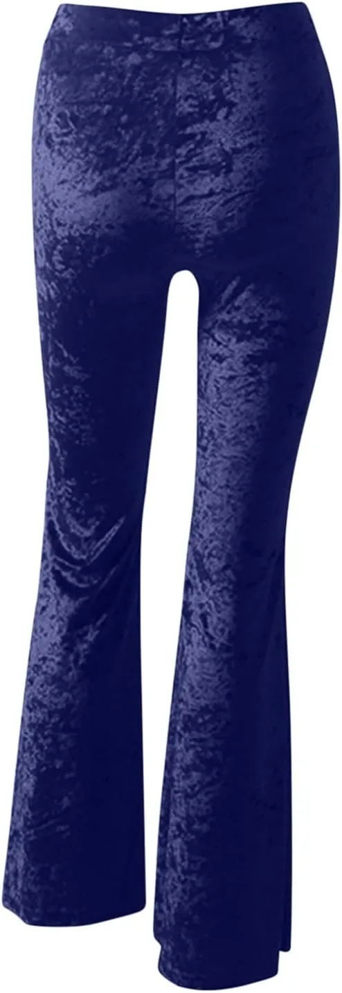 yardsong Womens Velvet Pants High Waist Bootcut Flare Bell Bottom Pants Business Casual Work Dance Fashion Trousers
