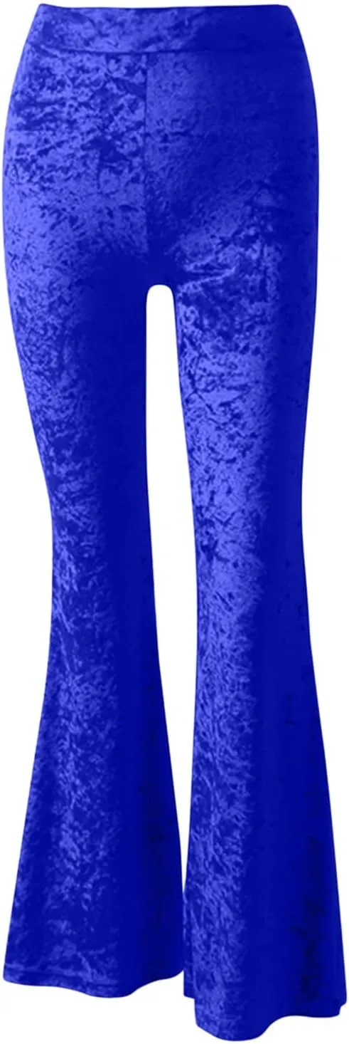 yardsong Womens Velvet Pants High Waist Bootcut Flare Bell Bottom Pants Business Casual Work Dance Fashion Trousers