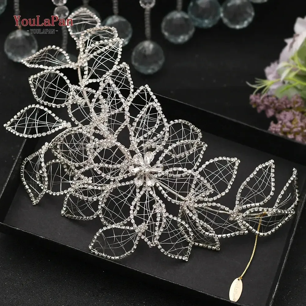 YouLaPan HP377 Ladies Wedding Crown Bridal Crowns for Brides Hair Accessories Metal Crystal Bridal Hair Band Wedding Tiara