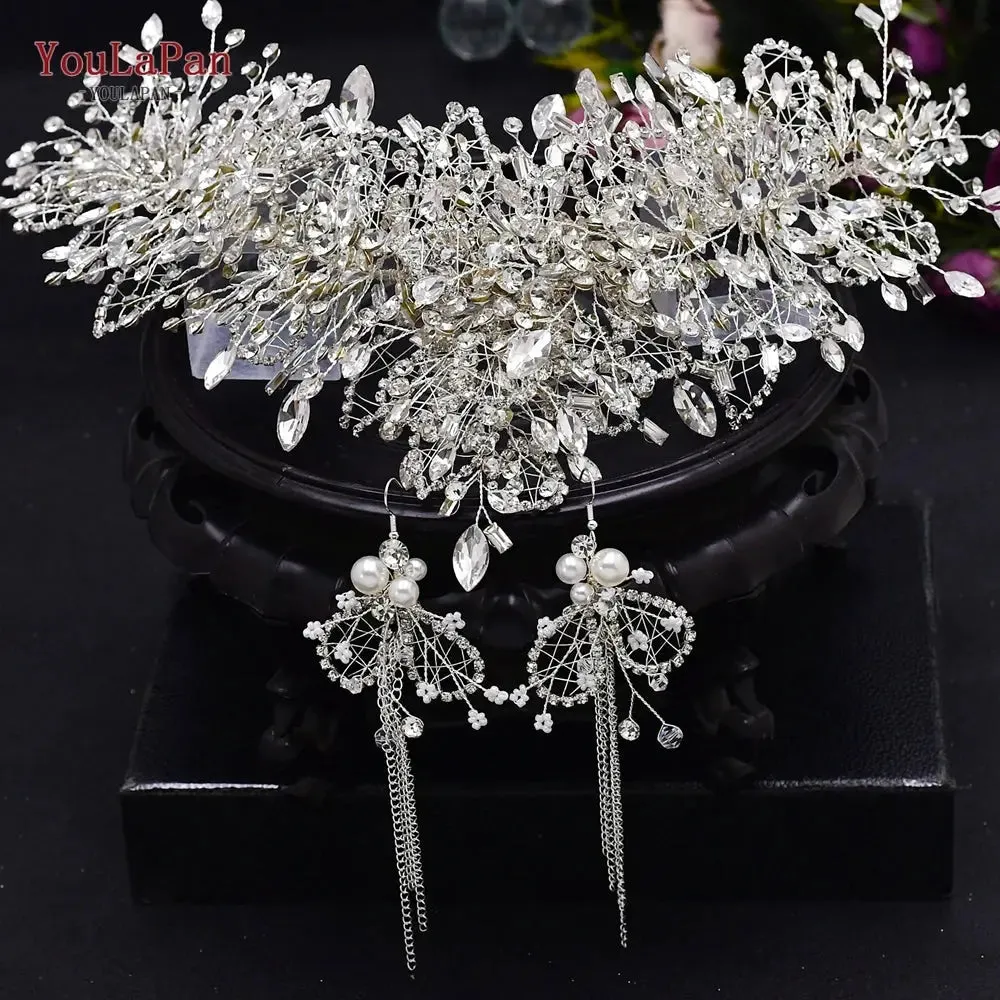 YouLaPan HP377 Ladies Wedding Crown Bridal Crowns for Brides Hair Accessories Metal Crystal Bridal Hair Band Wedding Tiara