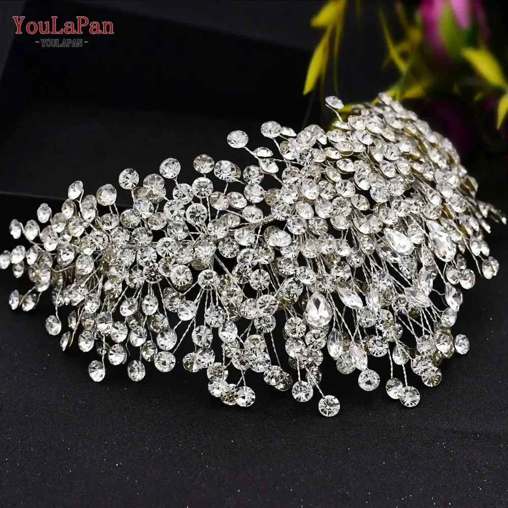 YouLaPan HP377 Ladies Wedding Crown Bridal Crowns for Brides Hair Accessories Metal Crystal Bridal Hair Band Wedding Tiara