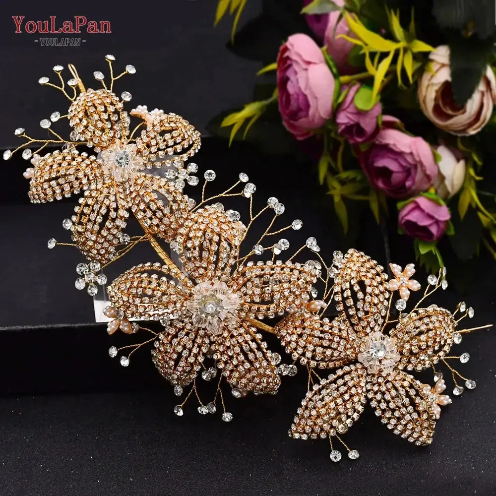 YouLaPan HP377 Ladies Wedding Crown Bridal Crowns for Brides Hair Accessories Metal Crystal Bridal Hair Band Wedding Tiara