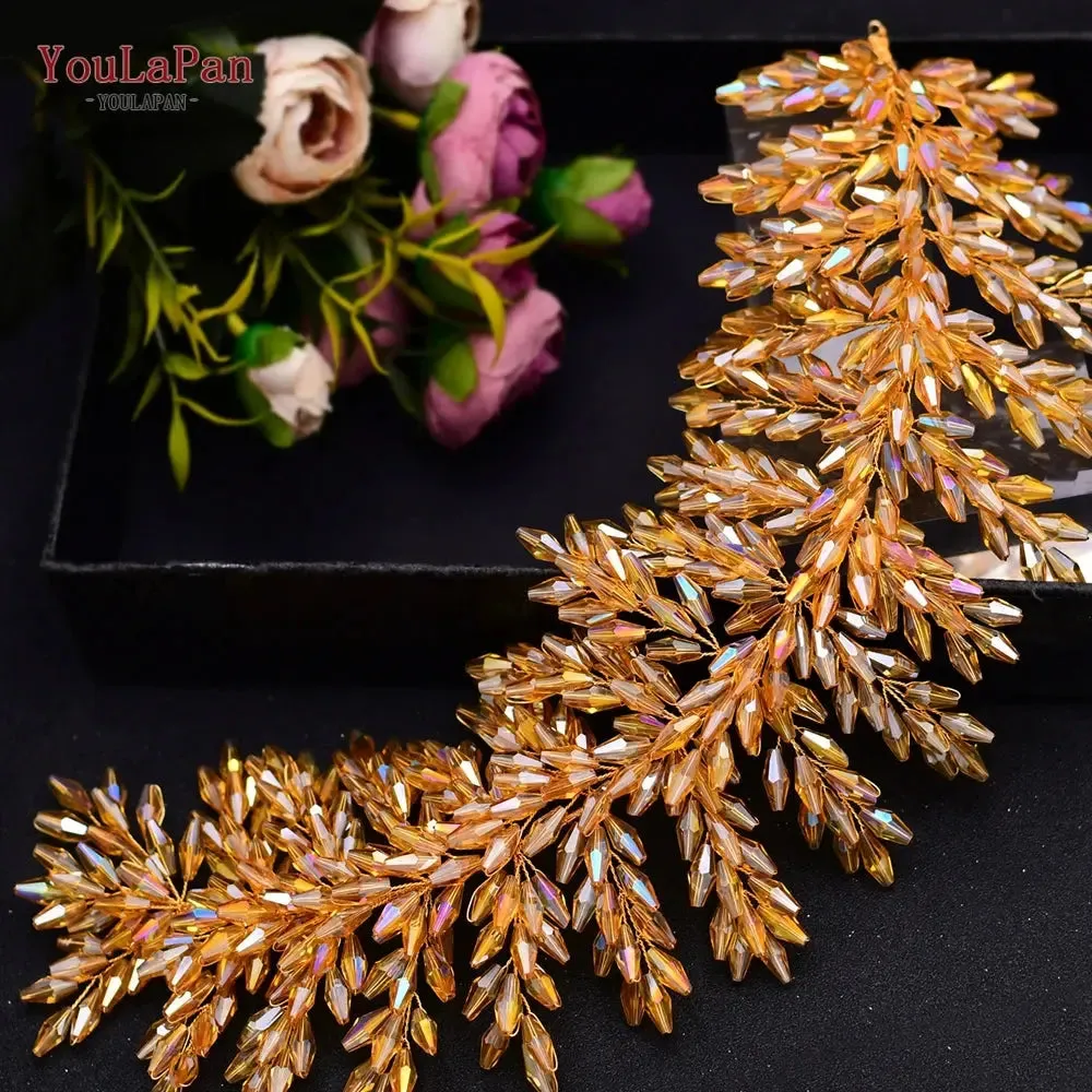 YouLaPan HP377 Ladies Wedding Crown Bridal Crowns for Brides Hair Accessories Metal Crystal Bridal Hair Band Wedding Tiara