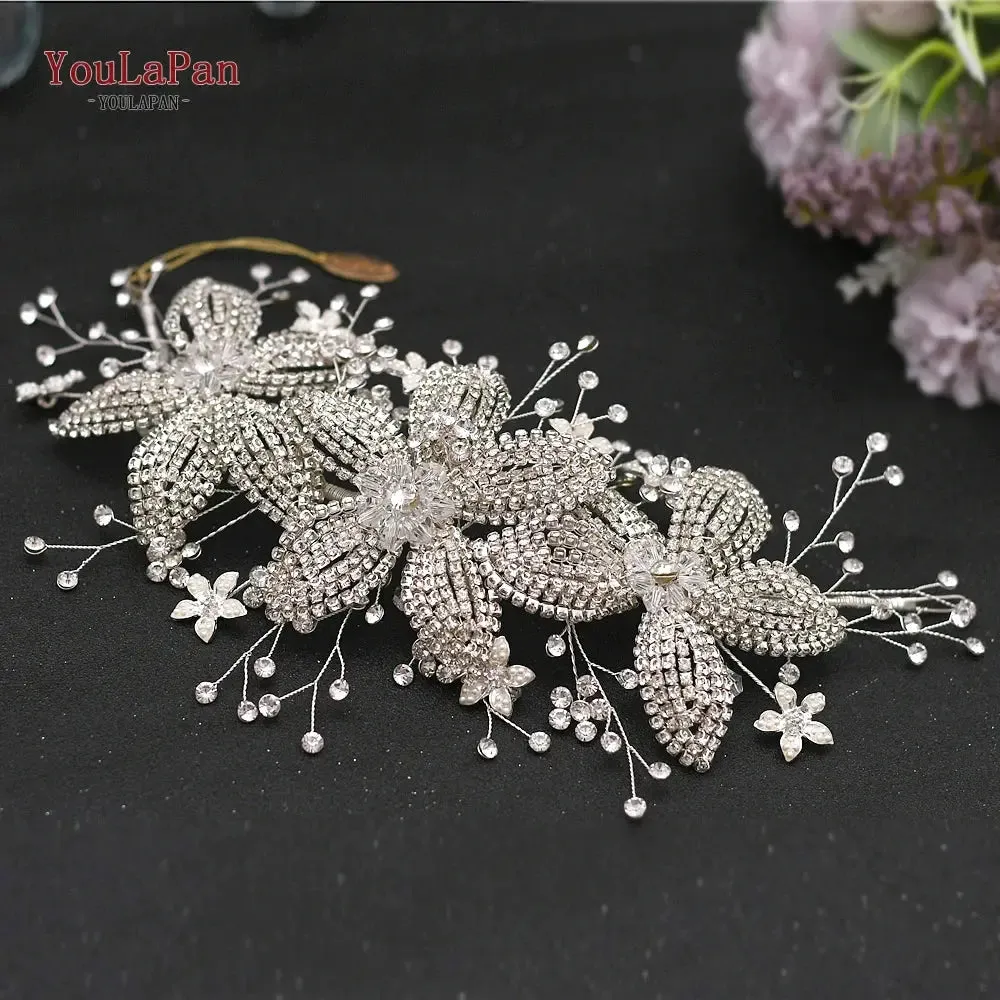 YouLaPan HP377 Ladies Wedding Crown Bridal Crowns for Brides Hair Accessories Metal Crystal Bridal Hair Band Wedding Tiara