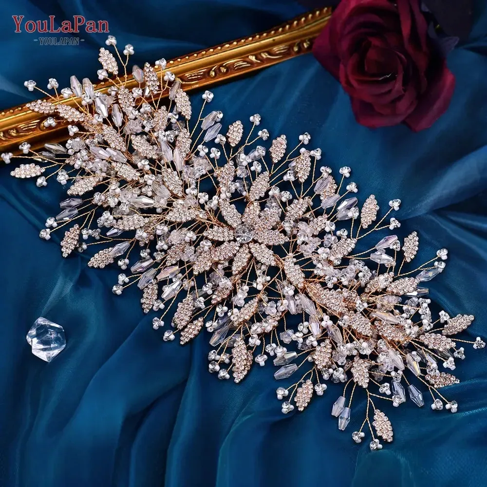 YouLaPan HP377 Ladies Wedding Crown Bridal Crowns for Brides Hair Accessories Metal Crystal Bridal Hair Band Wedding Tiara
