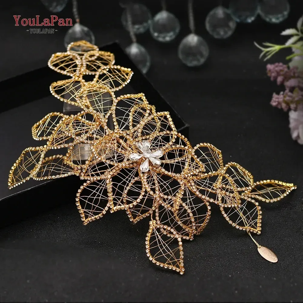 YouLaPan HP377 Ladies Wedding Crown Bridal Crowns for Brides Hair Accessories Metal Crystal Bridal Hair Band Wedding Tiara