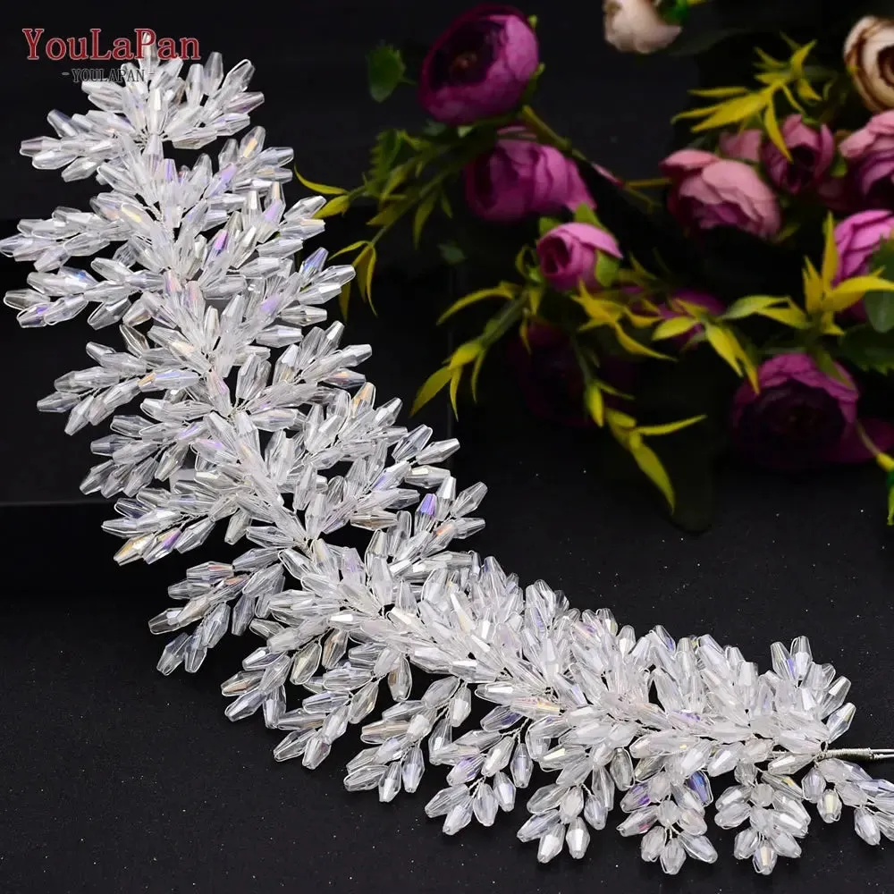 YouLaPan HP377 Ladies Wedding Crown Bridal Crowns for Brides Hair Accessories Metal Crystal Bridal Hair Band Wedding Tiara