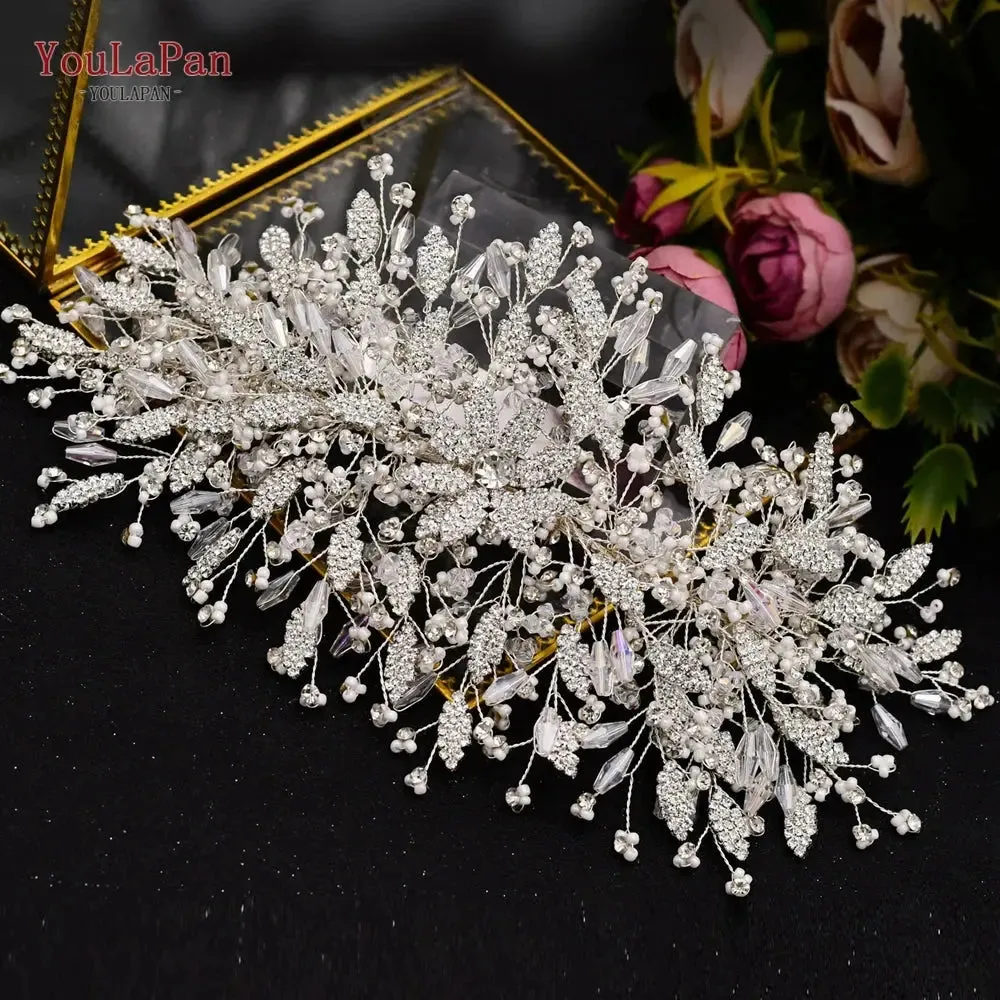 YouLaPan HP377 Ladies Wedding Crown Bridal Crowns for Brides Hair Accessories Metal Crystal Bridal Hair Band Wedding Tiara